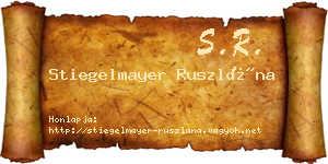 Stiegelmayer Ruszlána névjegykártya